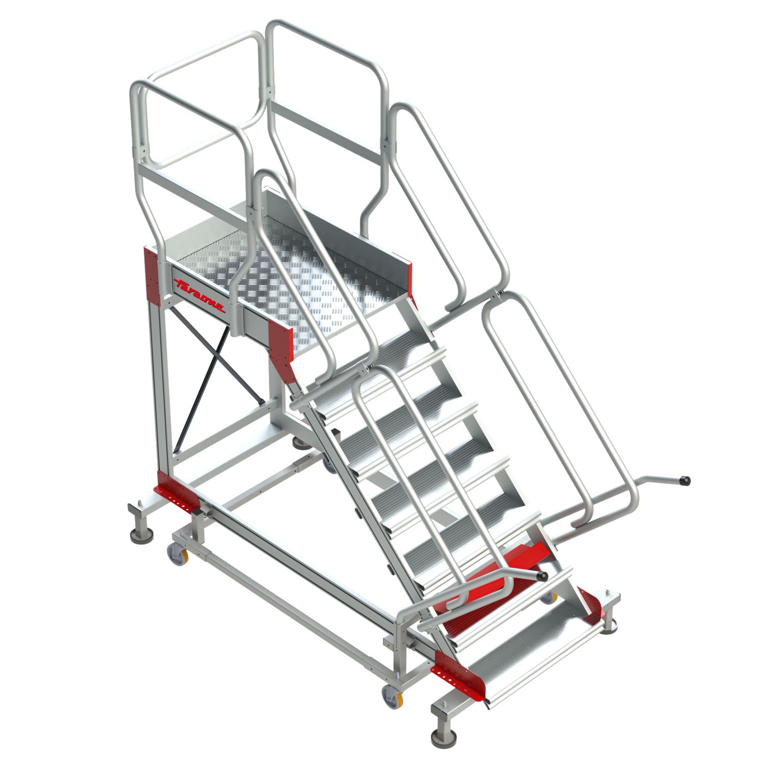 SY45 | Escalera con plataforma y cuatro ruedas | Inclinación de 45º