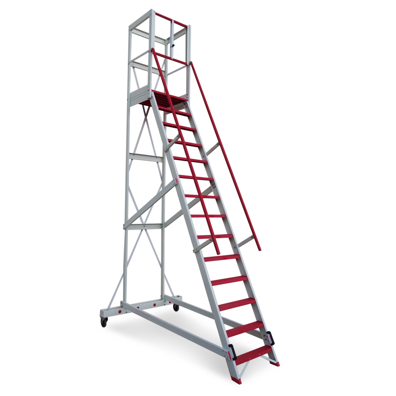 EM2014 | Escalera con plataforma y ruedas para uso profesional en fibra de vidrio